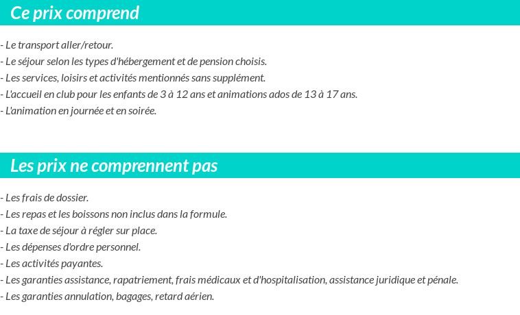 Conditions tarifaires