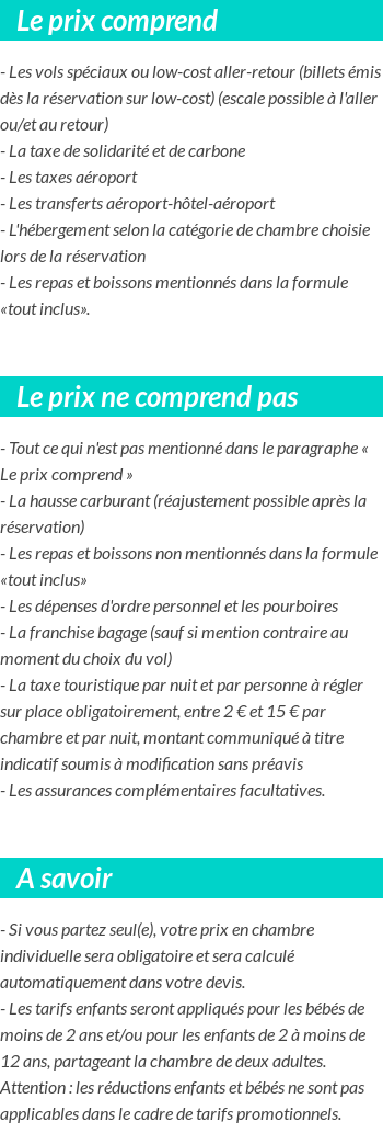 Conditions tarifaires