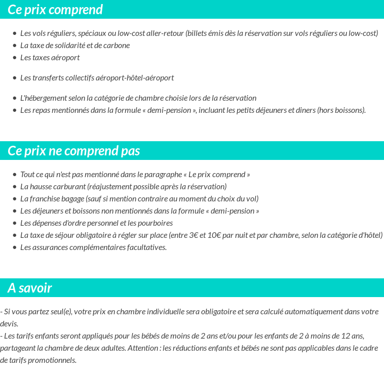 Conditions tarifaires