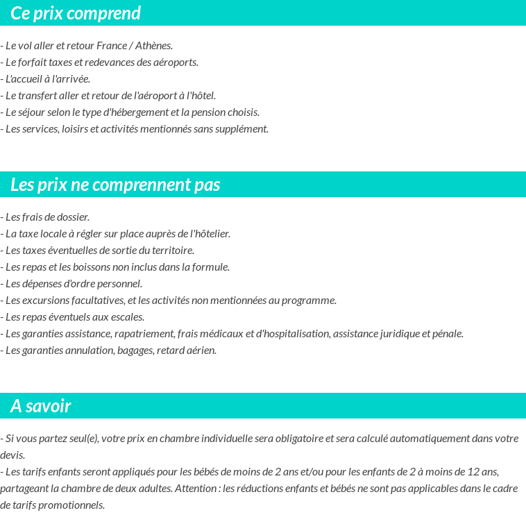 Conditions tarifaires