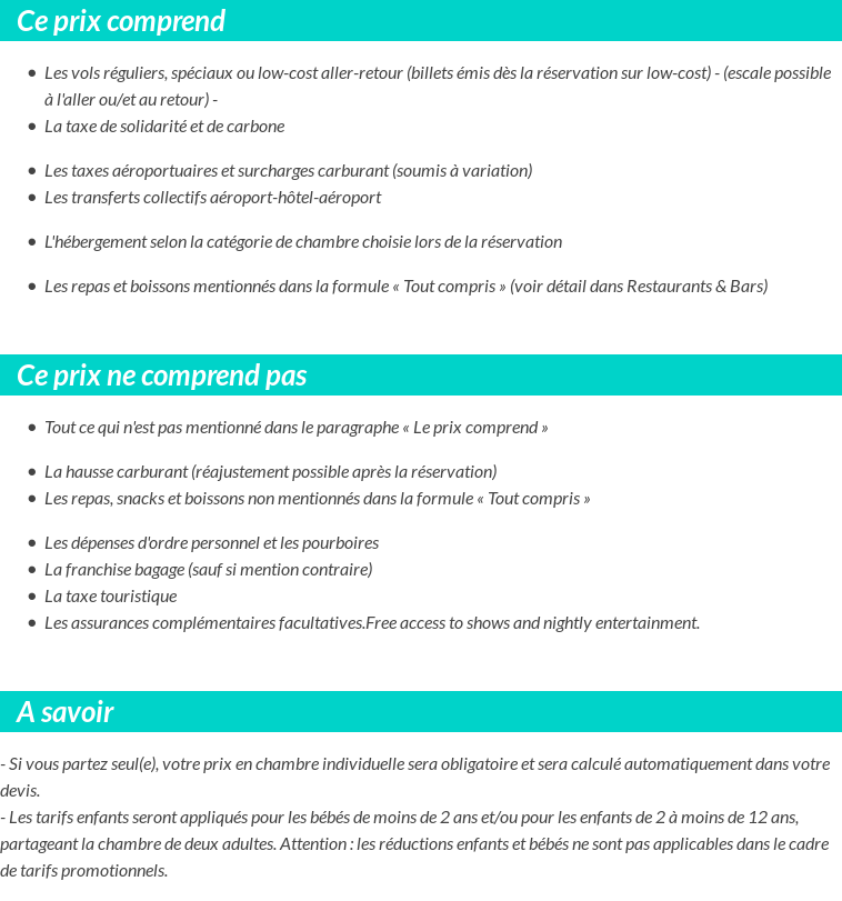 Conditions tarifaires