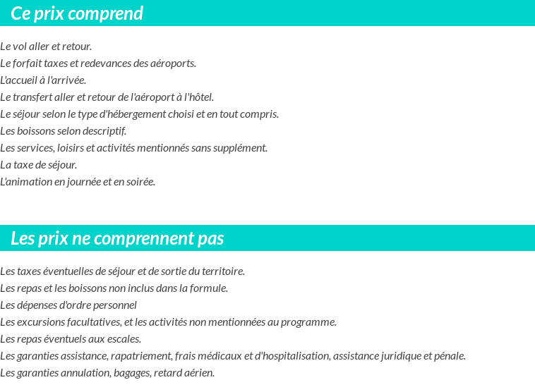 Conditions tarifaires