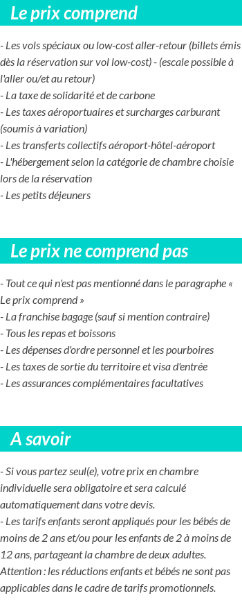 Conditions tarifaires