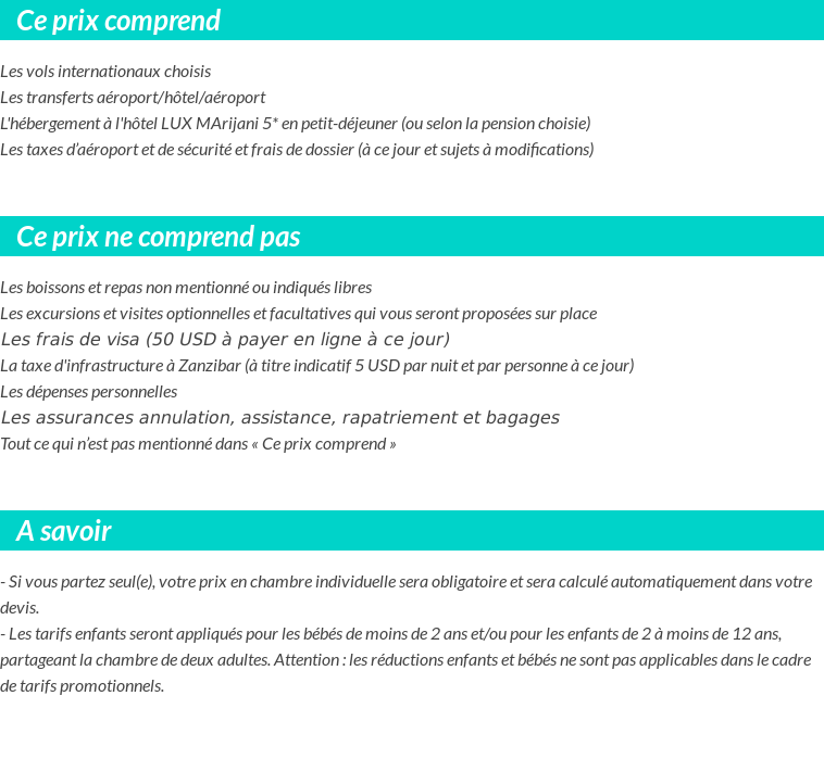 Conditions tarifaires