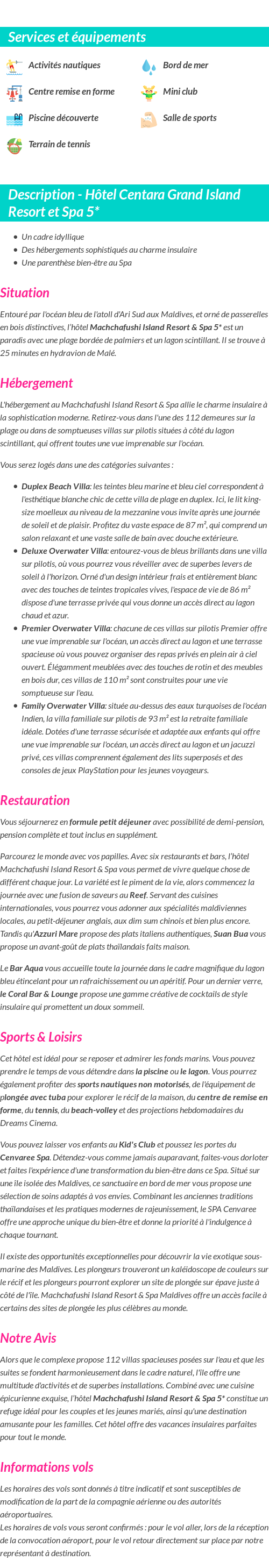 Détails du séjour