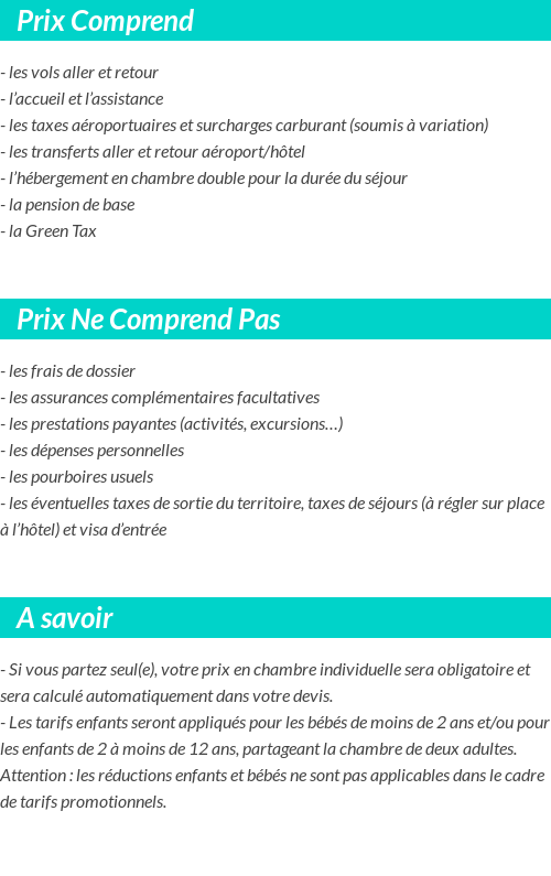 Conditions tarifaires