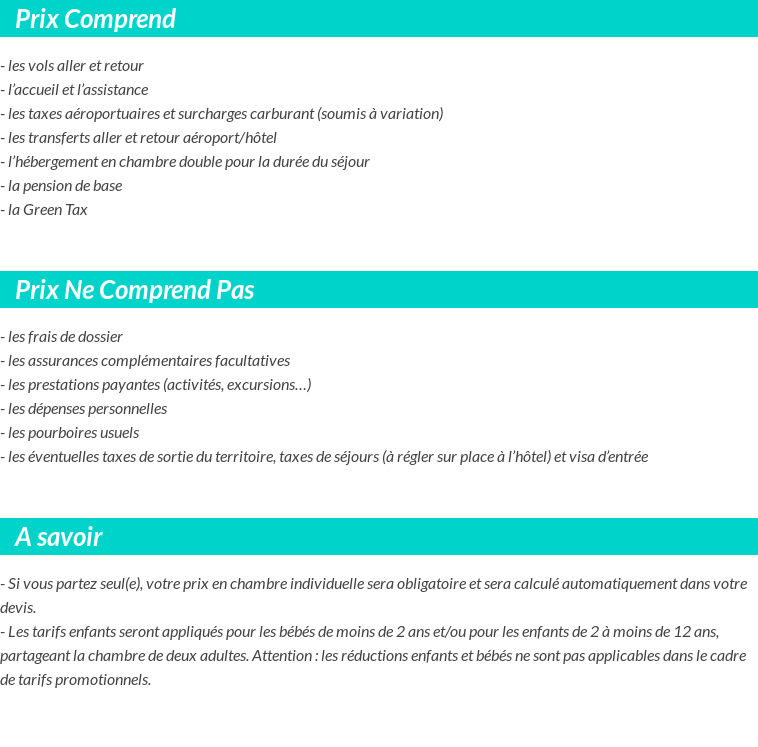 Conditions tarifaires