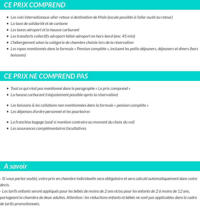 Conditions tarifaires