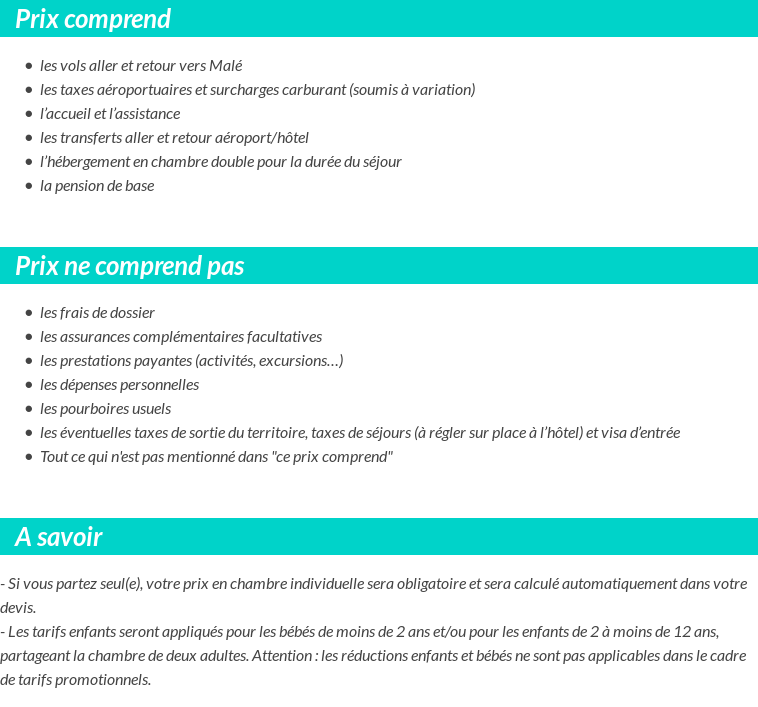 Conditions tarifaires