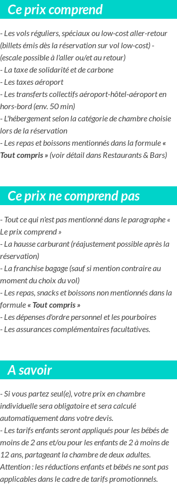 Conditions tarifaires