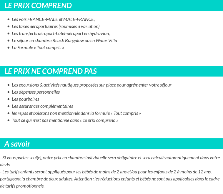 Conditions tarifaires