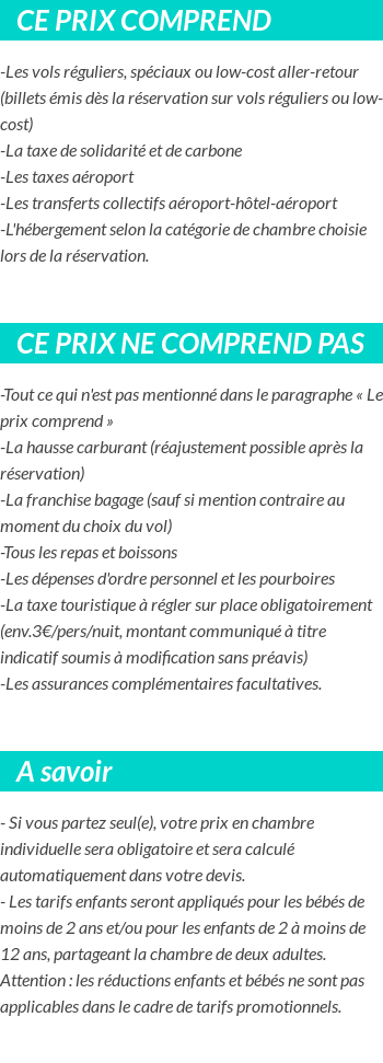 Conditions tarifaires