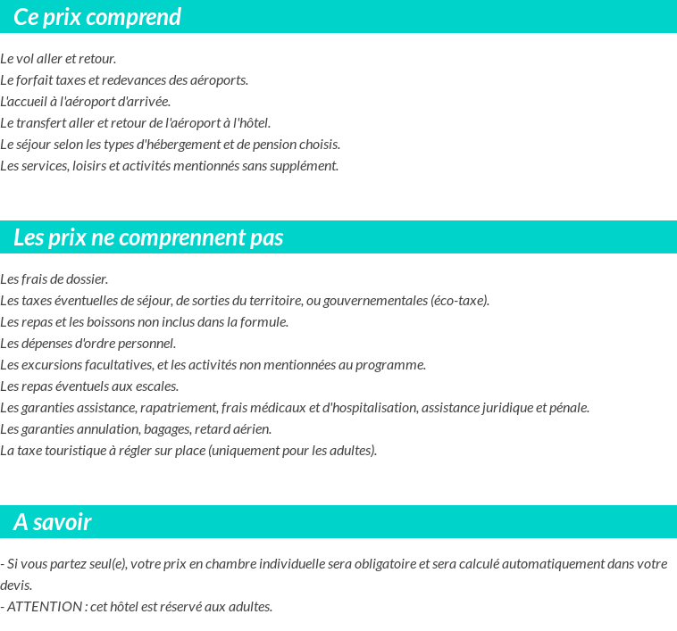 Conditions tarifaires