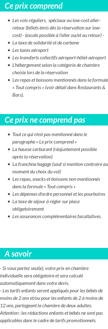 Conditions tarifaires