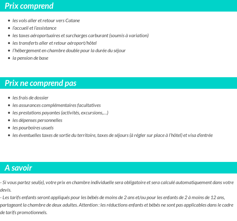 Conditions tarifaires
