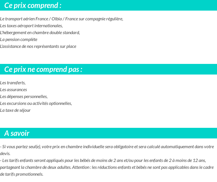 Conditions tarifaires