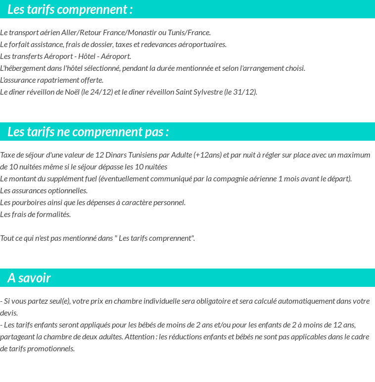 Conditions tarifaires