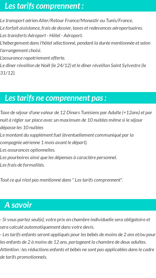 Conditions tarifaires