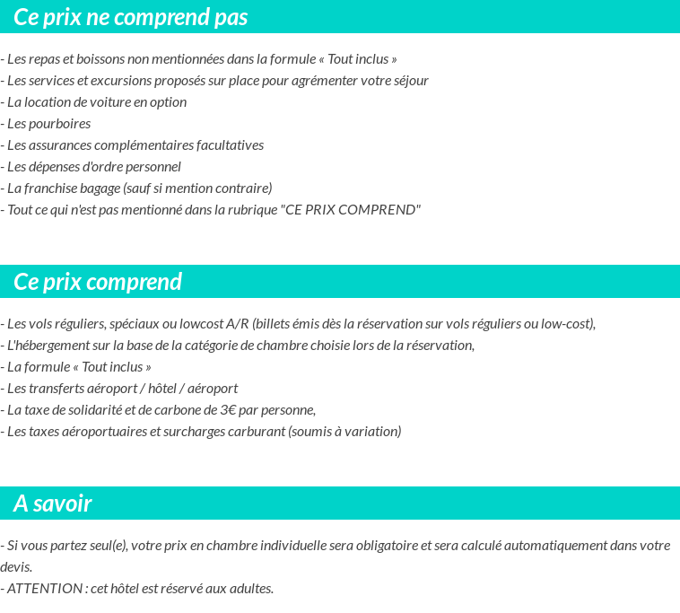 Conditions tarifaires