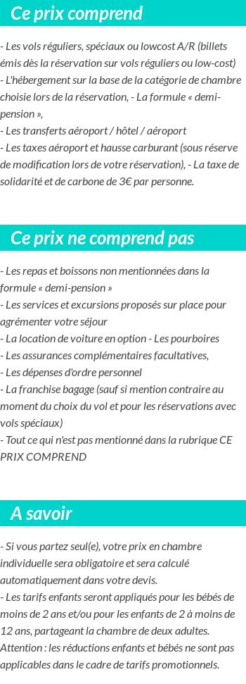 Conditions tarifaires