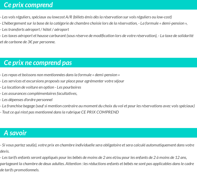 Conditions tarifaires