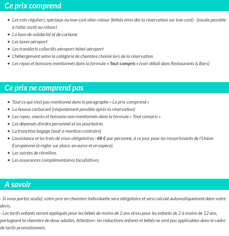 Conditions tarifaires