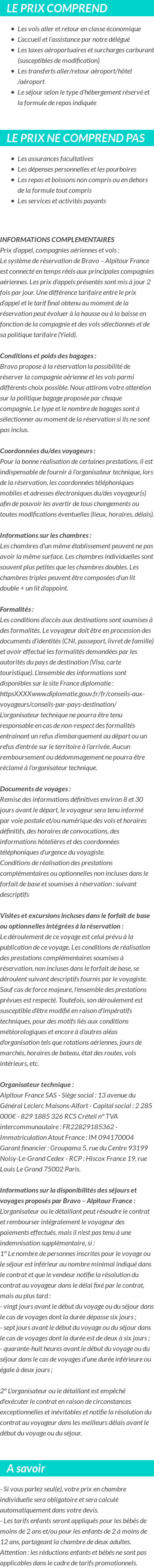 Conditions tarifaires