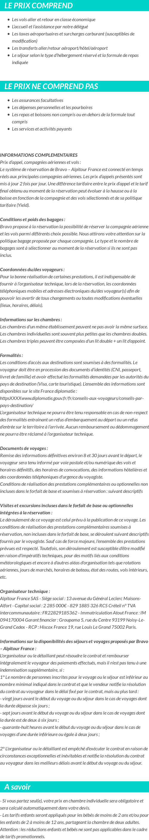 Conditions tarifaires