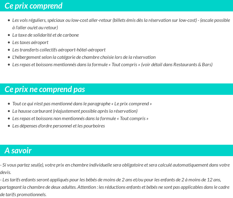 Conditions tarifaires