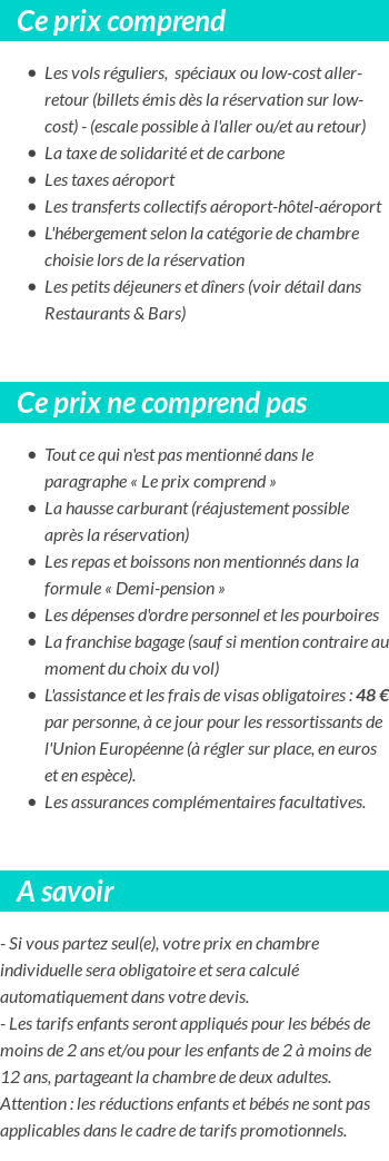 Conditions tarifaires