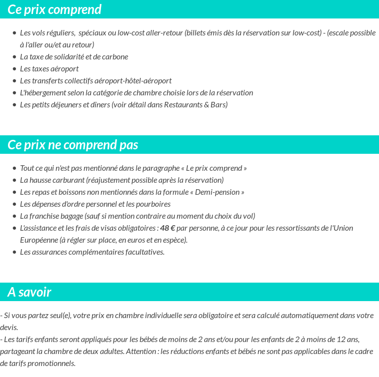 Conditions tarifaires