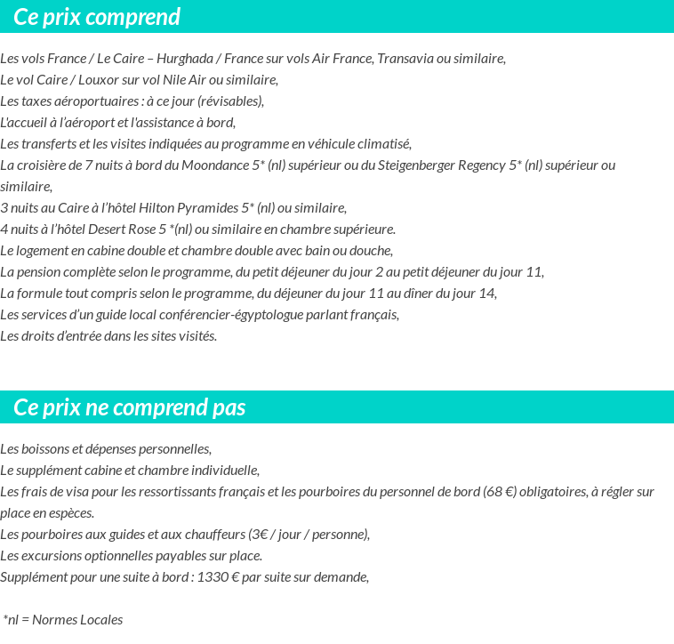 Conditions tarifaires