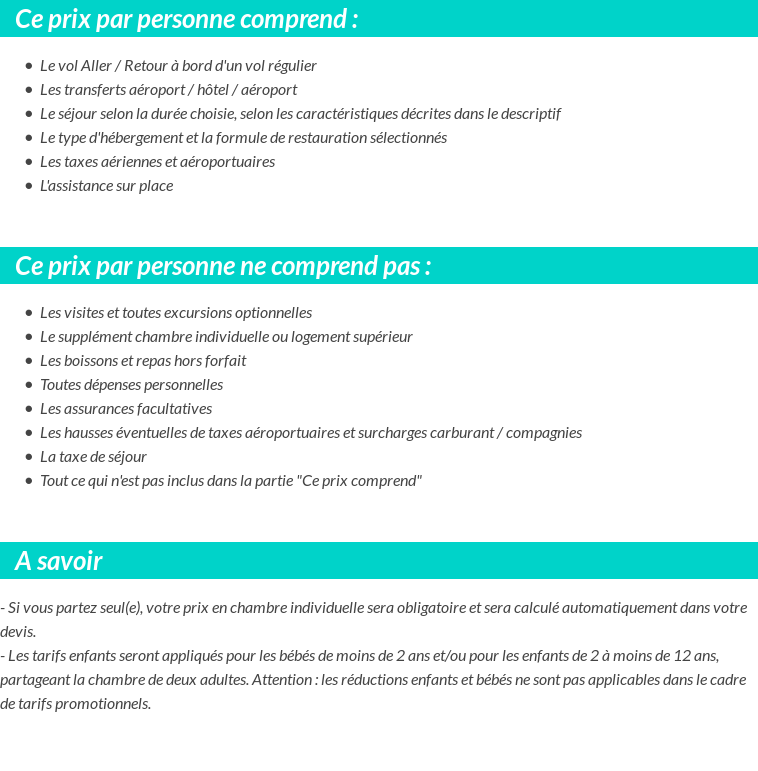 Conditions tarifaires