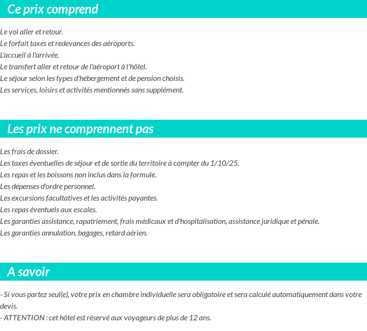 Conditions tarifaires