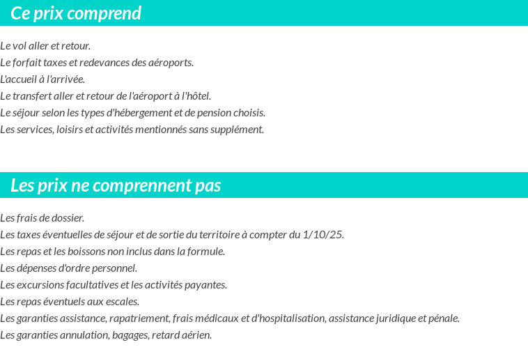 Conditions tarifaires
