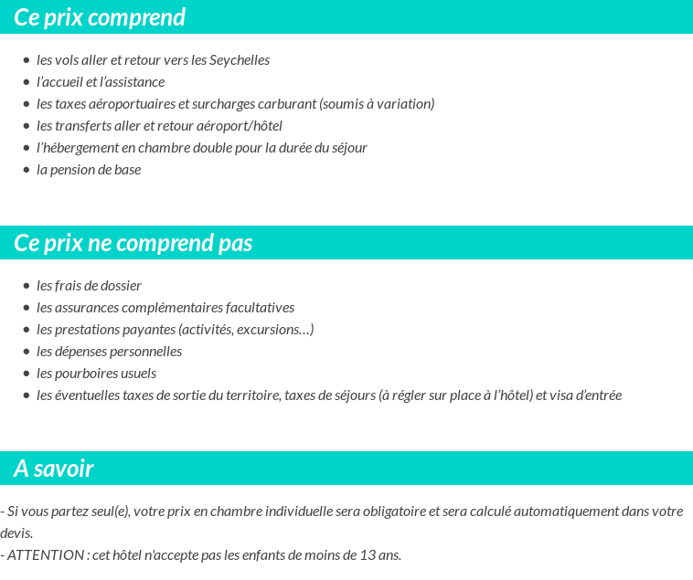 Conditions tarifaires
