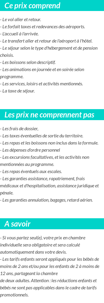 Conditions tarifaires