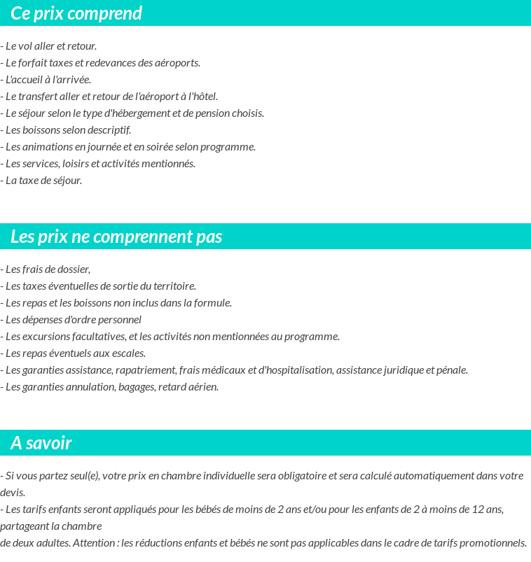 Conditions tarifaires