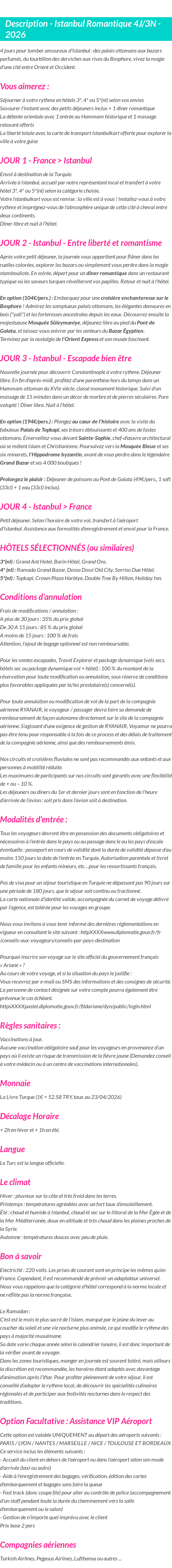 Détails du séjour