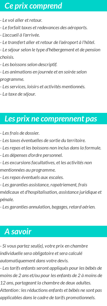 Conditions tarifaires