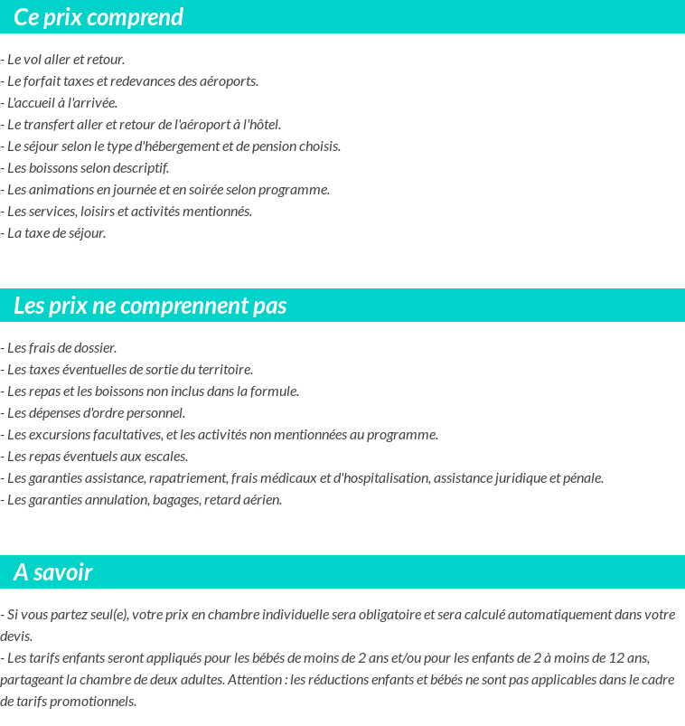 Conditions tarifaires