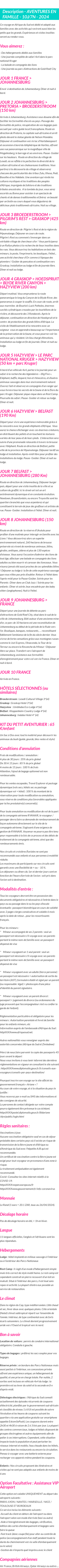 Détails du séjour