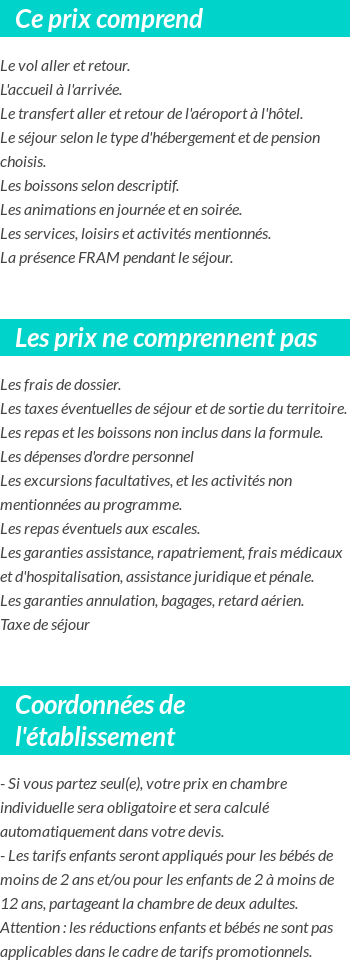 Conditions tarifaires
