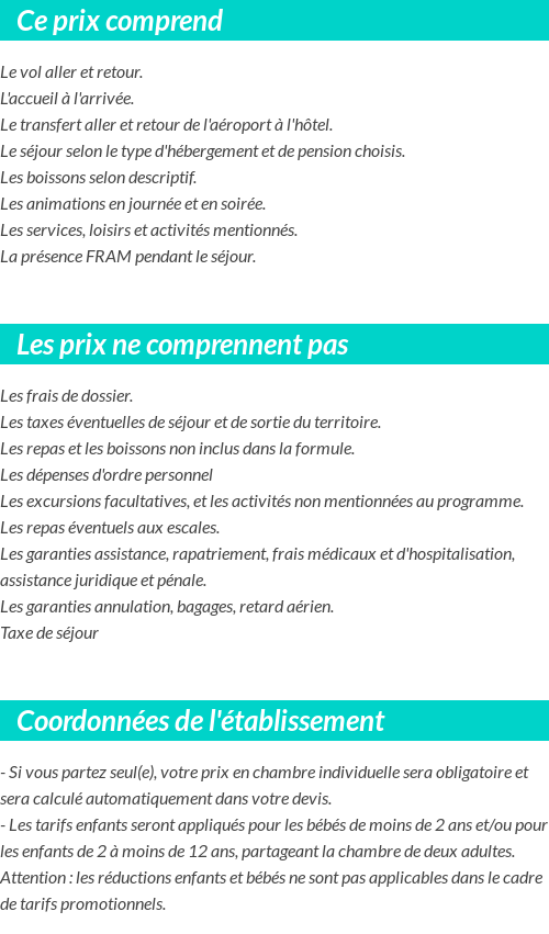 Conditions tarifaires