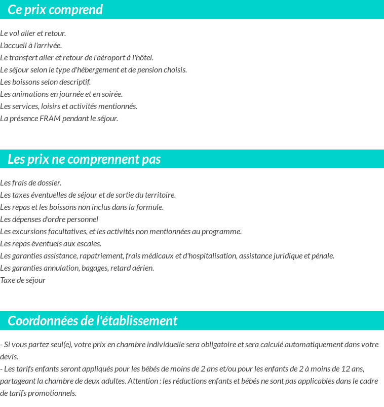 Conditions tarifaires