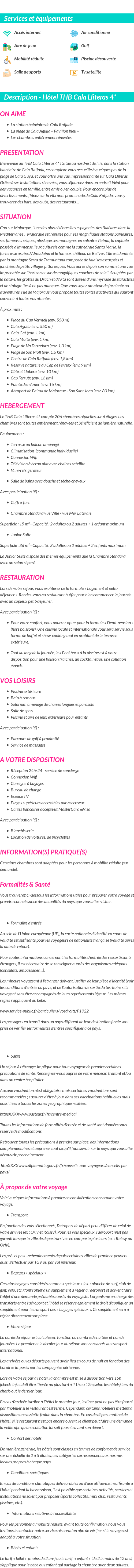 Détails du séjour