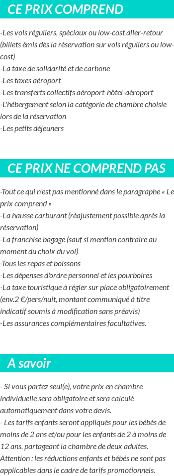 Conditions tarifaires
