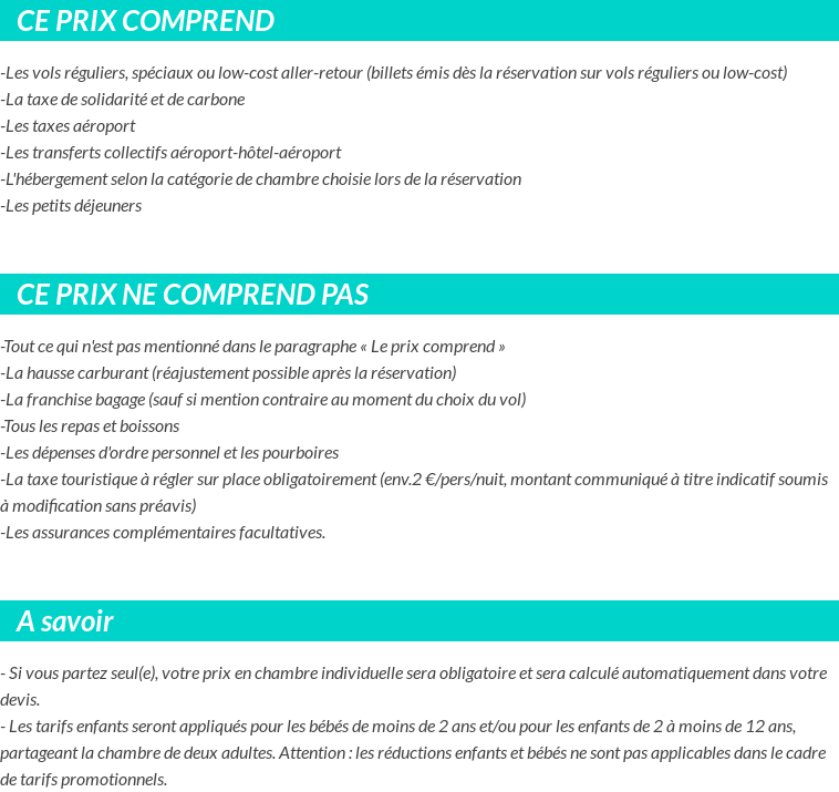 Conditions tarifaires