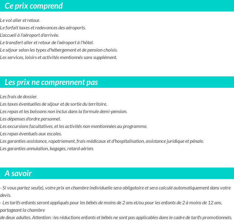 Conditions tarifaires