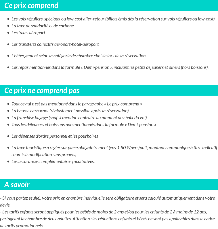 Conditions tarifaires
